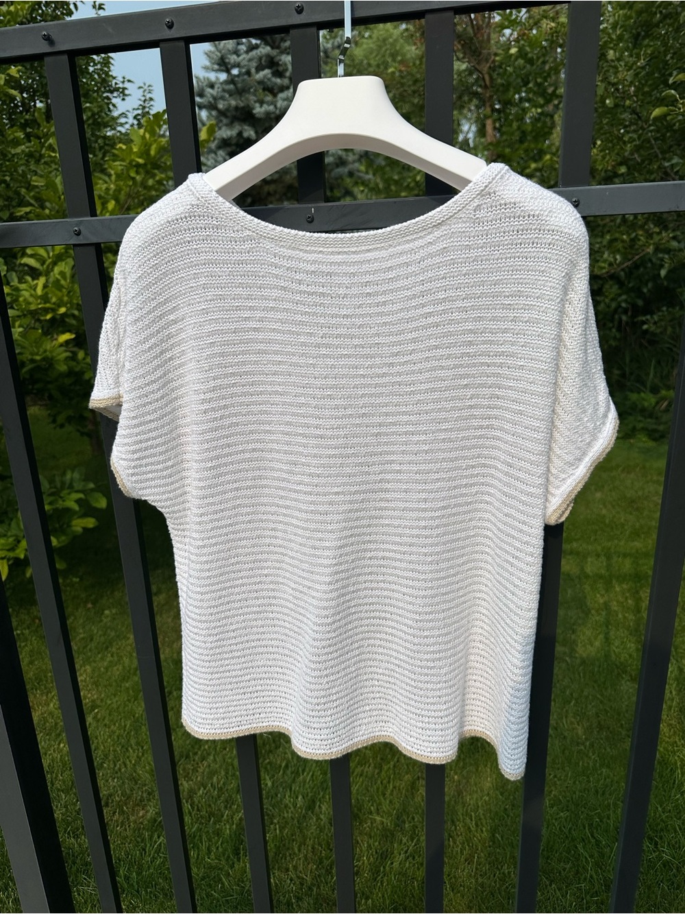 J. Jill White Cap-Sleeve Knit Top - Picture 1 of 4